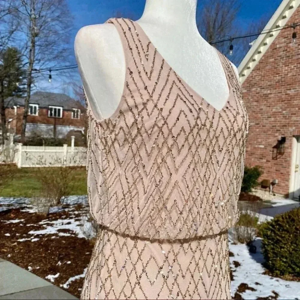 Anthropologie BHLDN Blaise Sequin Embellished Maxi Gown Long Dress in Blush